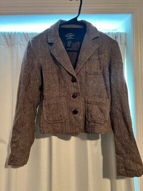 Ralph Lauren Polo Jeans Co Wool Herringbone Blazer Elbow Patch Jacket Womens Sma